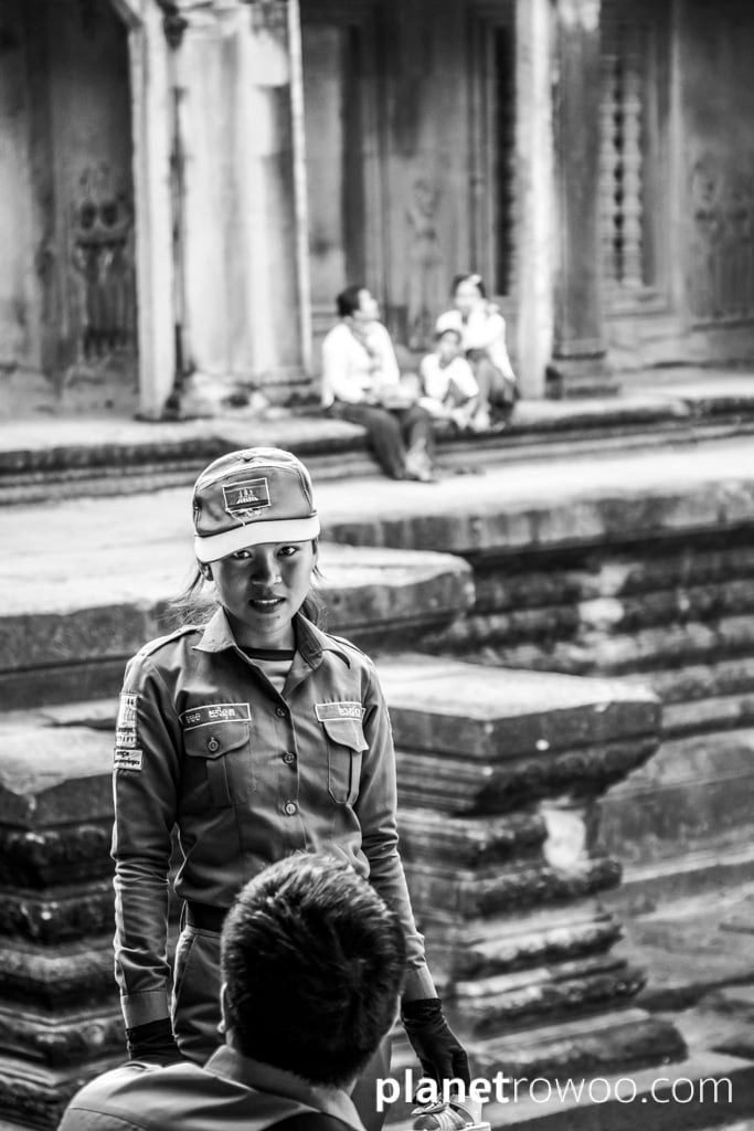 Temple security guard, Angkor Wat, Siem Reap, Cambodia, 2018