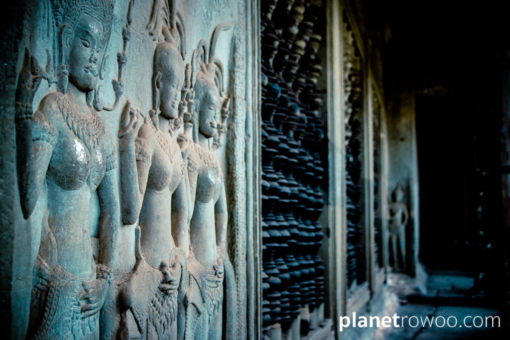 Aspara (celestial dancer) bas-reliefs at Angkor Wat, Angkor, Siem Reap, Cambodia, 2018