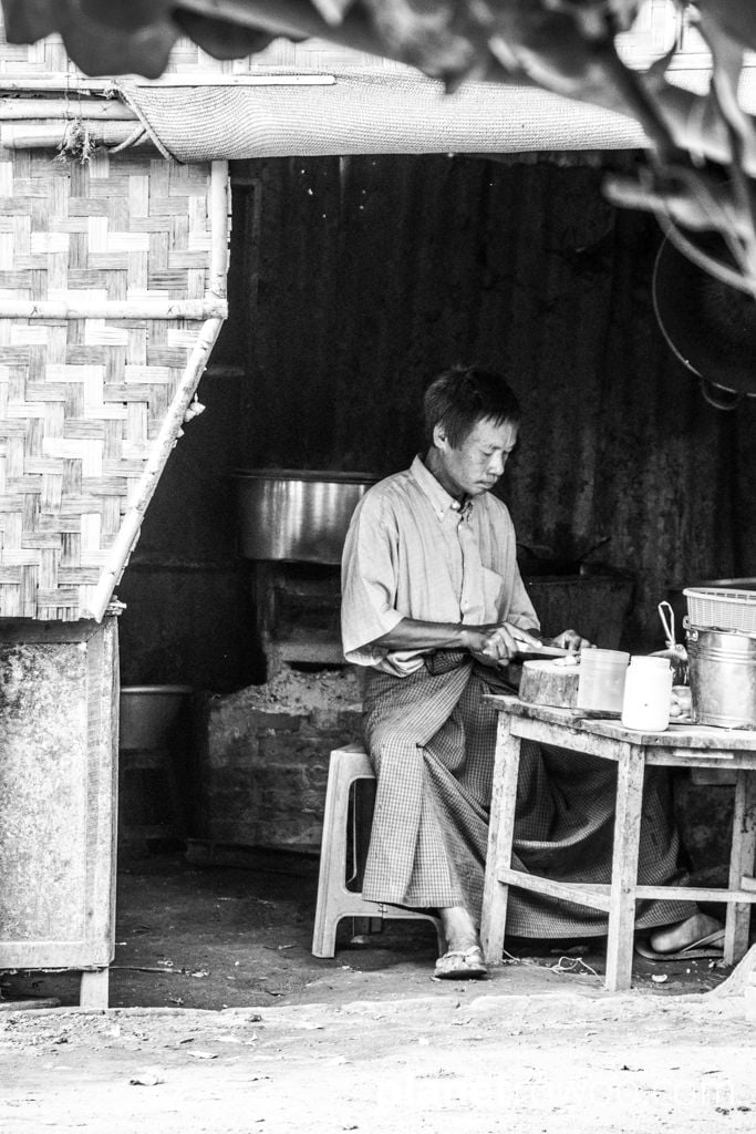 Villager preparing lunch, New Bagan, Myanmar, 2017