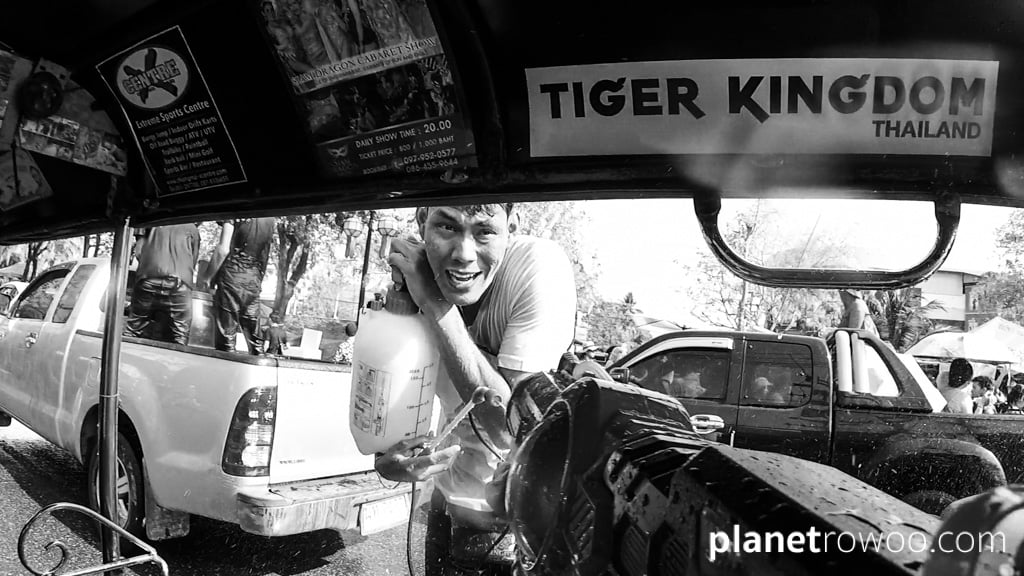 Trapped in a tuk-tuk, Songkran water festival, Chiang Mai, Northern Thailand, 2019 (GoPro still)