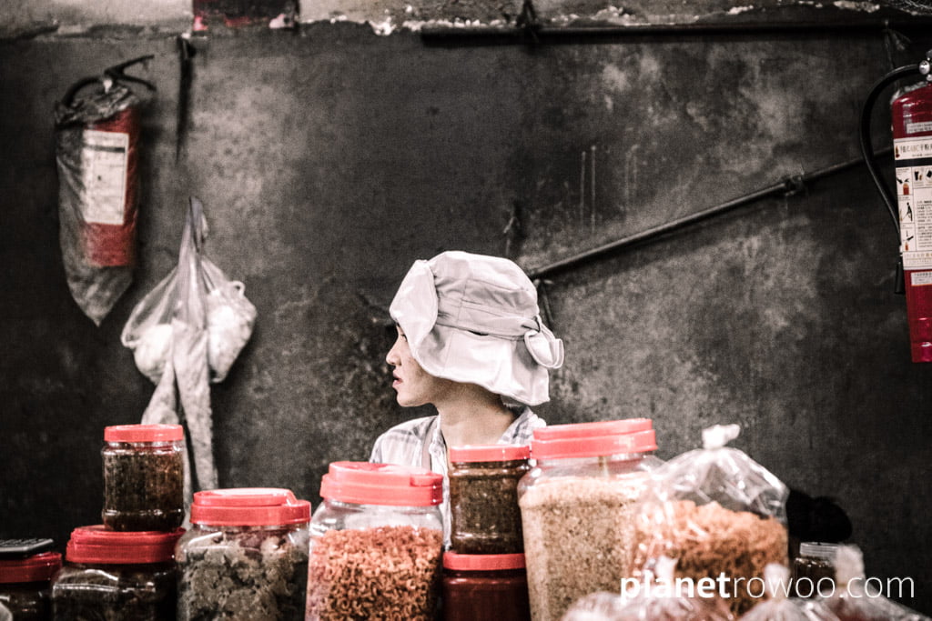 Girl in hat, Psar Chaa Old Market, Siem Reap, Cambodia, 2018